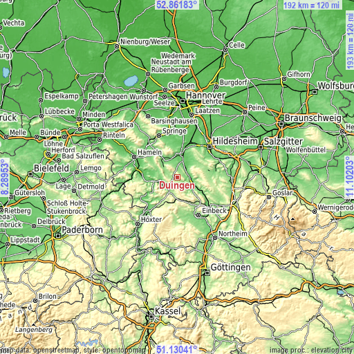 Topographic map of Duingen
