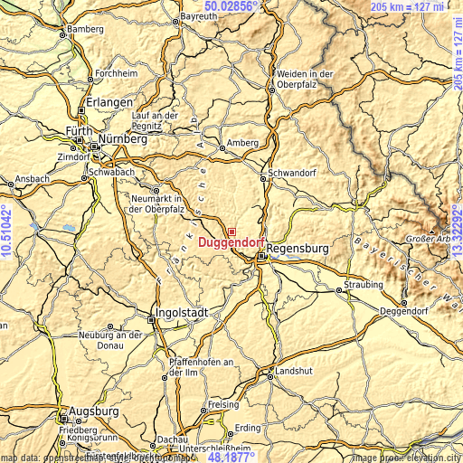 Topographic map of Duggendorf