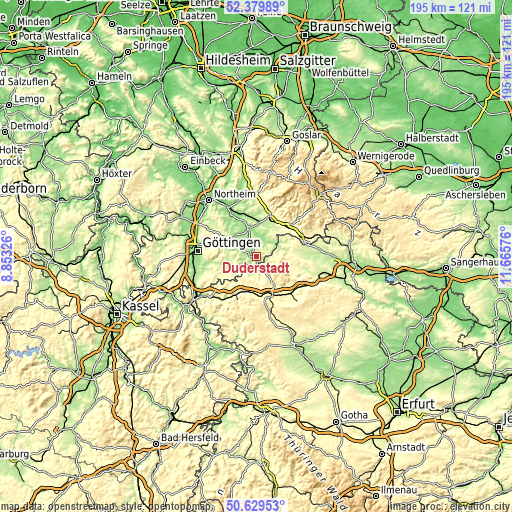 Topographic map of Duderstadt