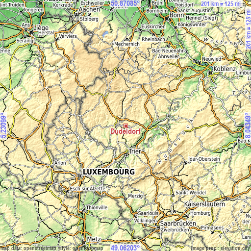 Topographic map of Dudeldorf