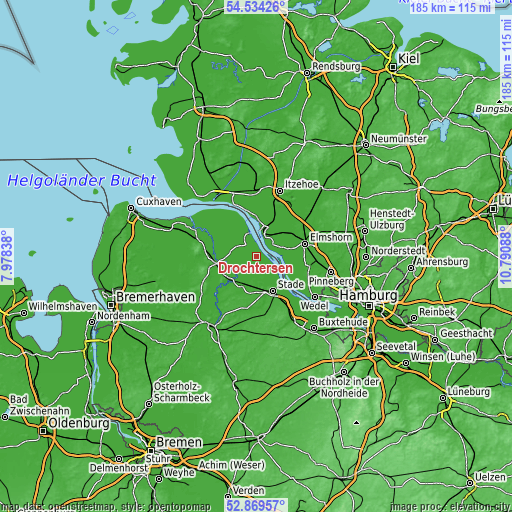 Topographic map of Drochtersen