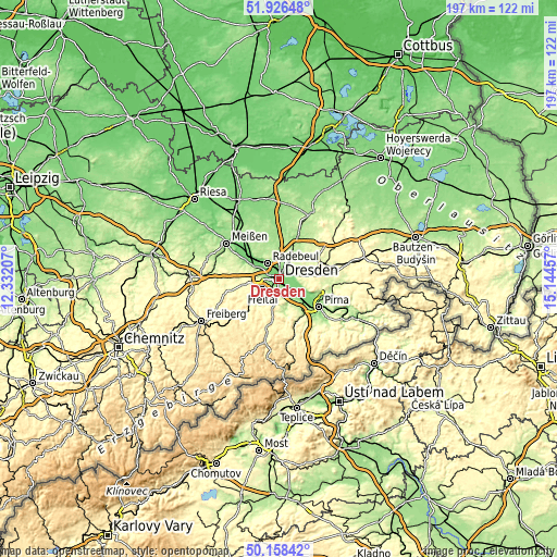 Topographic map of Dresden