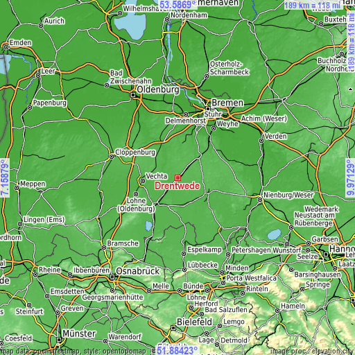 Topographic map of Drentwede