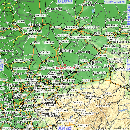 Topographic map of Drensteinfurt