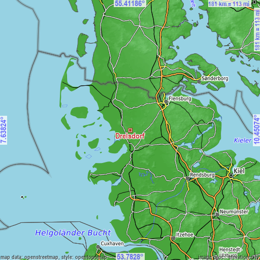 Topographic map of Drelsdorf