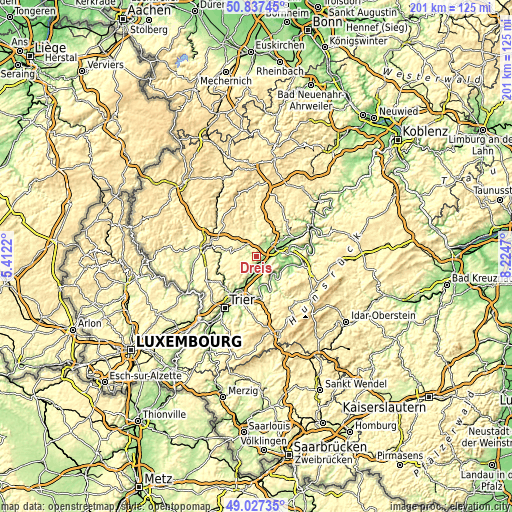 Topographic map of Dreis