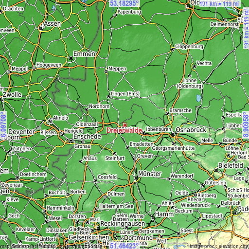 Topographic map of Dreierwalde