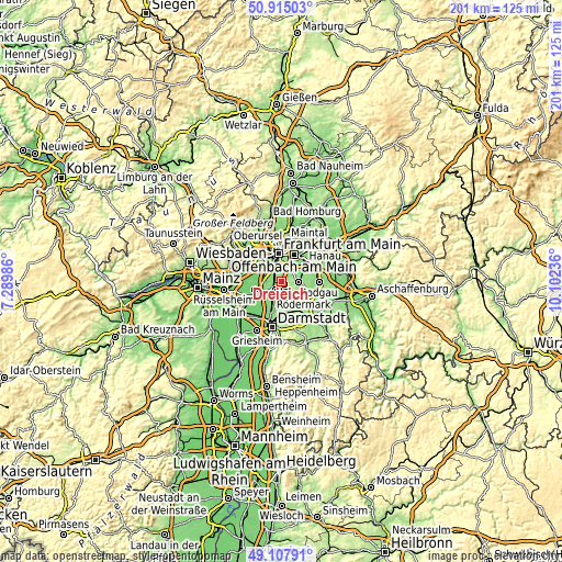 Topographic map of Dreieich