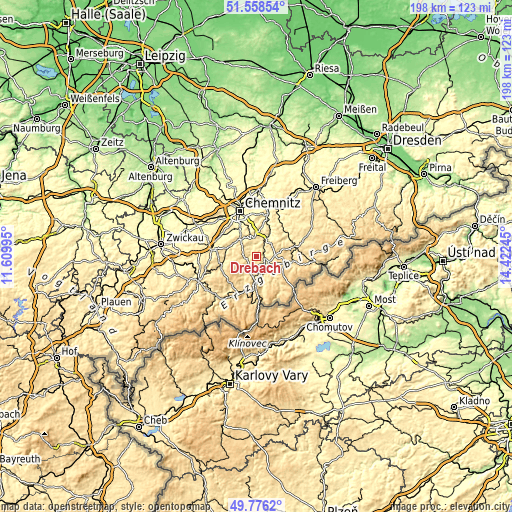 Topographic map of Drebach