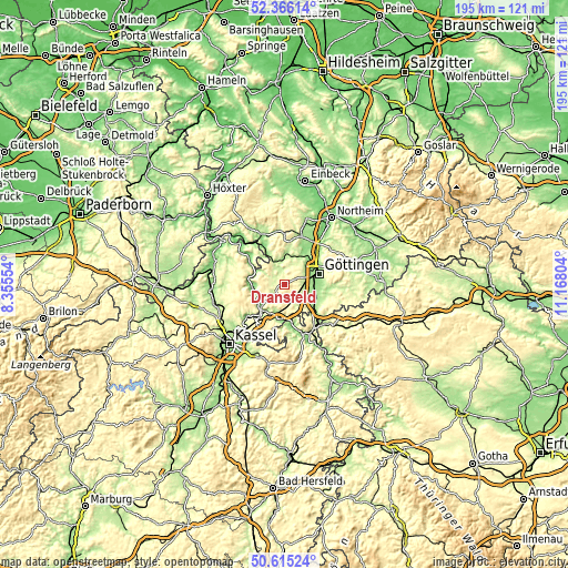 Topographic map of Dransfeld