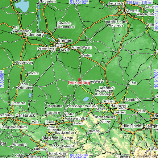 Topographic map of Drakenburg