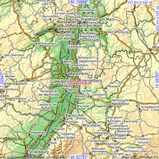 Topographic map of Dossenheim