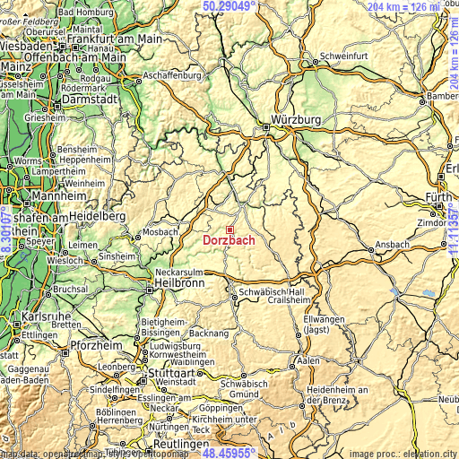 Topographic map of Dörzbach