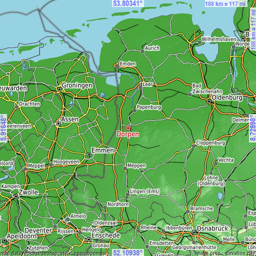 Topographic map of Dörpen