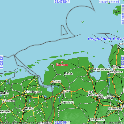 Topographic map of Dornum