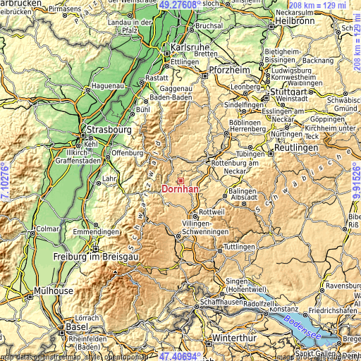 Topographic map of Dornhan