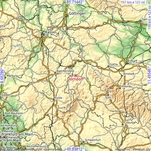 Topographic map of Dorndorf