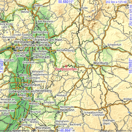 Topographic map of Dorfprozelten