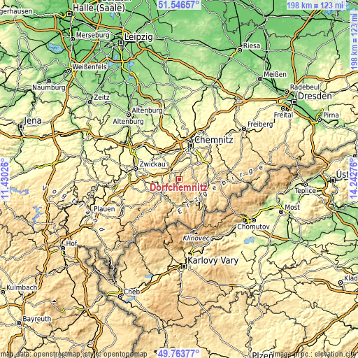 Topographic map of Dorfchemnitz