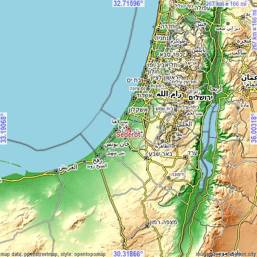 Topographic map of Sederot