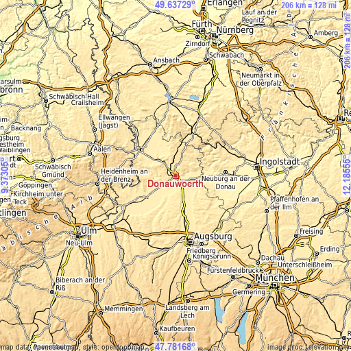 Topographic map of Donauwörth