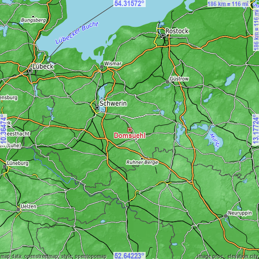 Topographic map of Domsühl