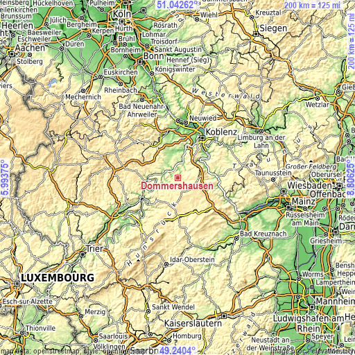 Topographic map of Dommershausen