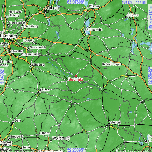 Topographic map of Dömitz