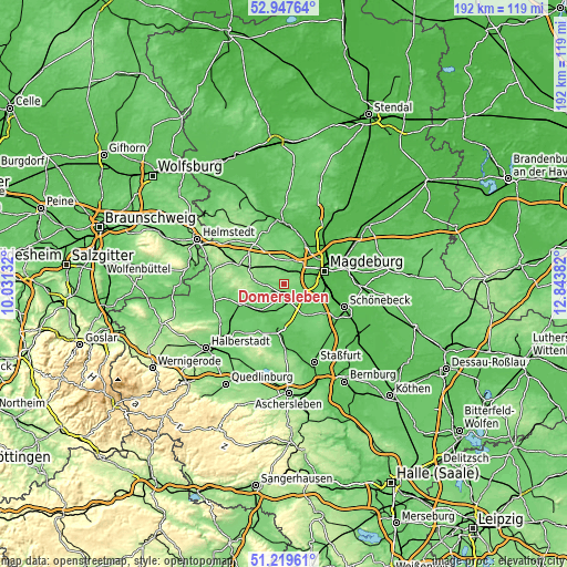 Topographic map of Domersleben