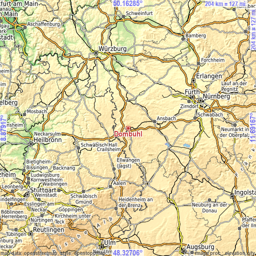 Topographic map of Dombühl