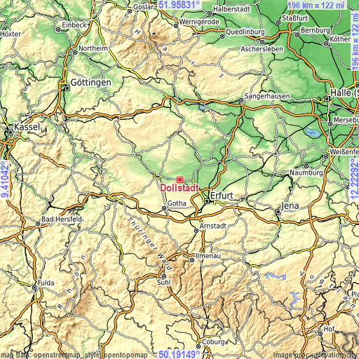 Topographic map of Döllstädt