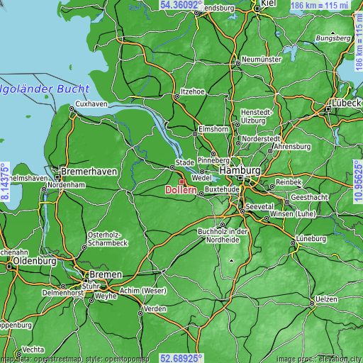 Topographic map of Dollern