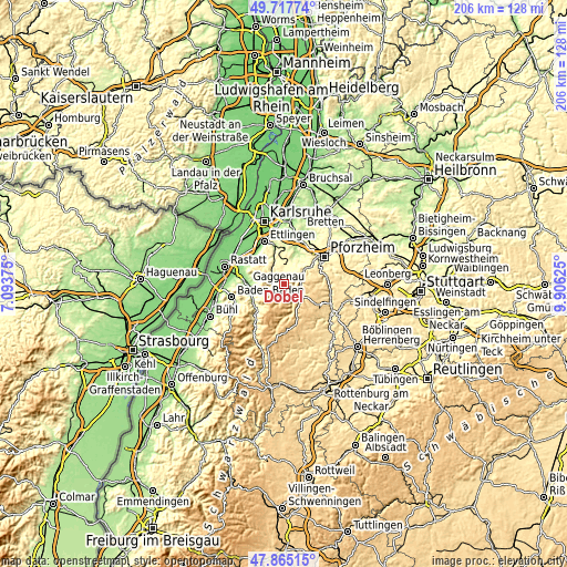 Topographic map of Dobel
