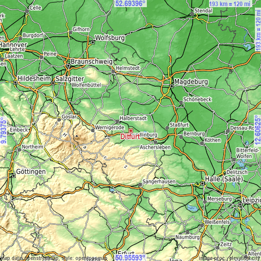 Topographic map of Ditfurt