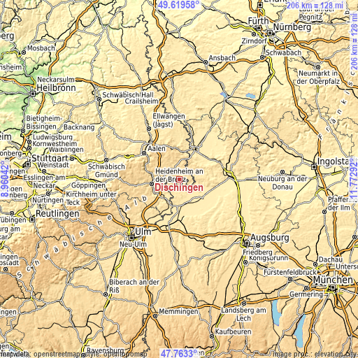 Topographic map of Dischingen