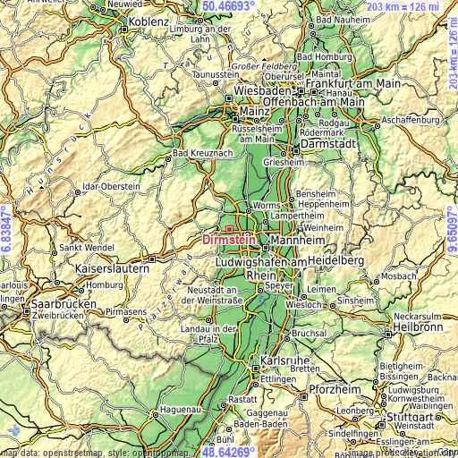 Topographic map of Dirmstein
