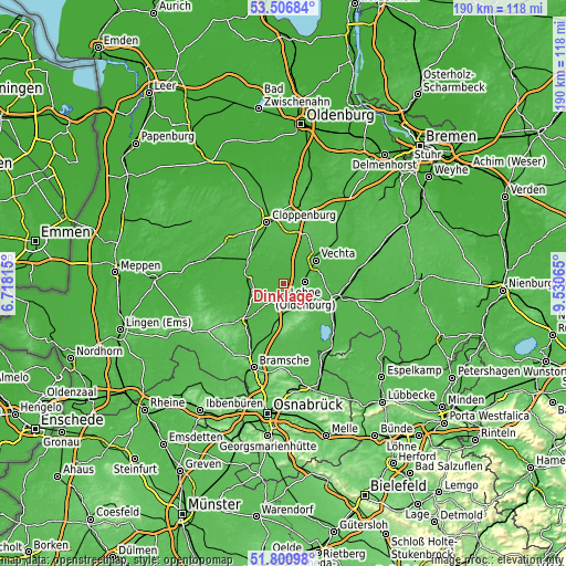 Topographic map of Dinklage