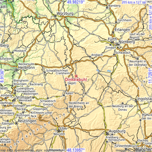 Topographic map of Dinkelsbühl