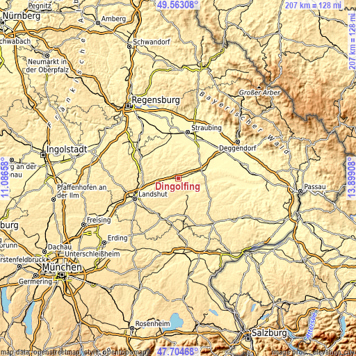 Topographic map of Dingolfing