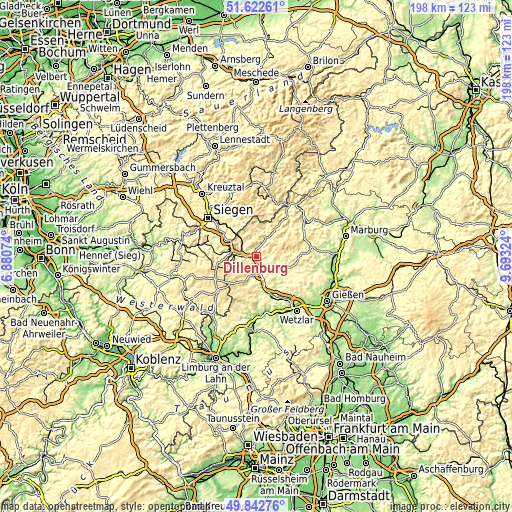 Topographic map of Dillenburg