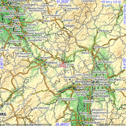 Topographic map of Diez