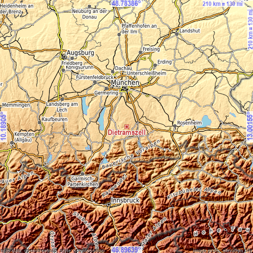 Topographic map of Dietramszell