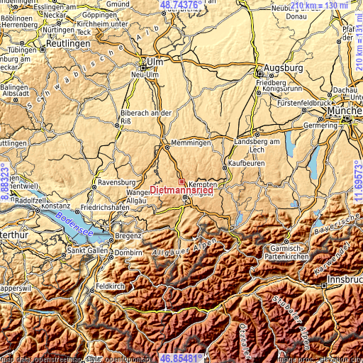 Topographic map of Dietmannsried