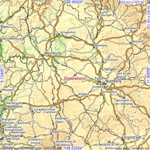 Topographic map of Dietersheim