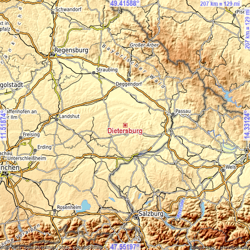 Topographic map of Dietersburg