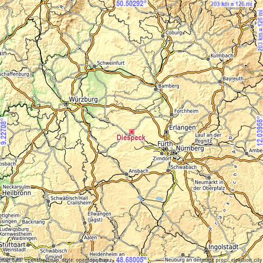 Topographic map of Diespeck