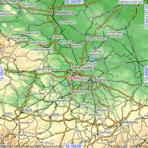 Topographic map of Dieskau