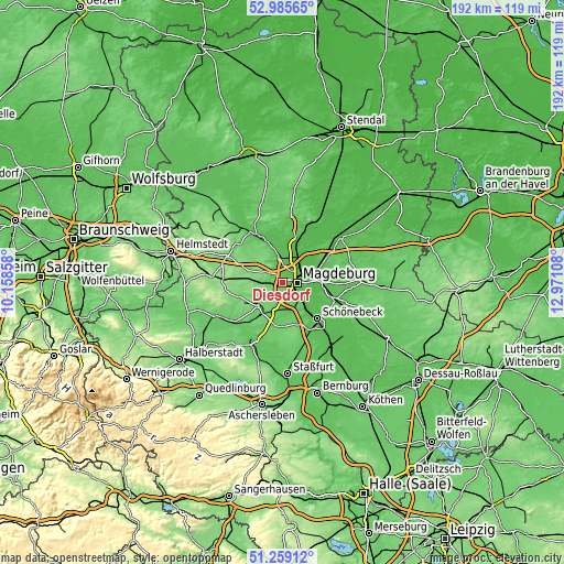 Topographic map of Diesdorf
