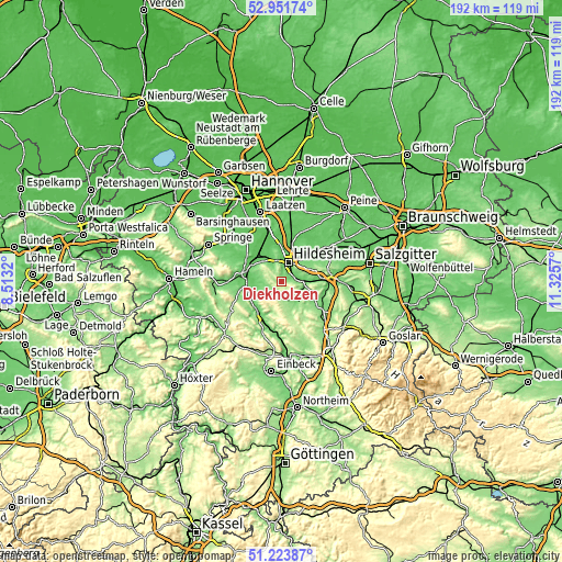 Topographic map of Diekholzen