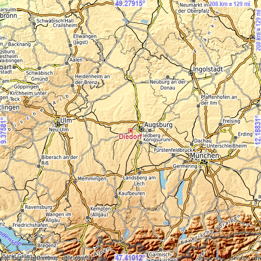 Topographic map of Diedorf